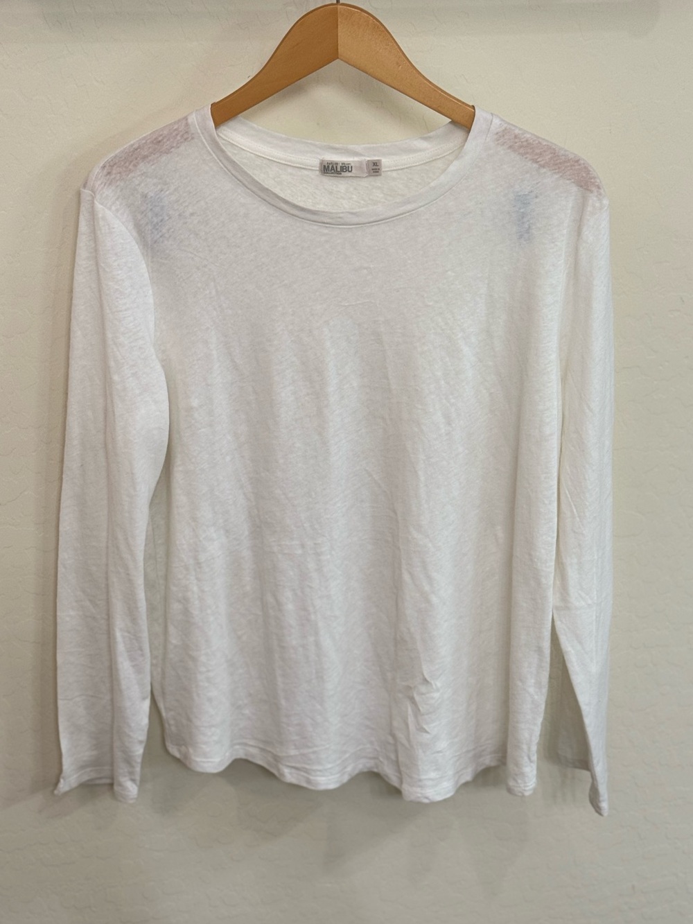 Barefoot Dreams Malibu Collection Linen Blend Long Sleeve Crewneck Lounge Tee XL